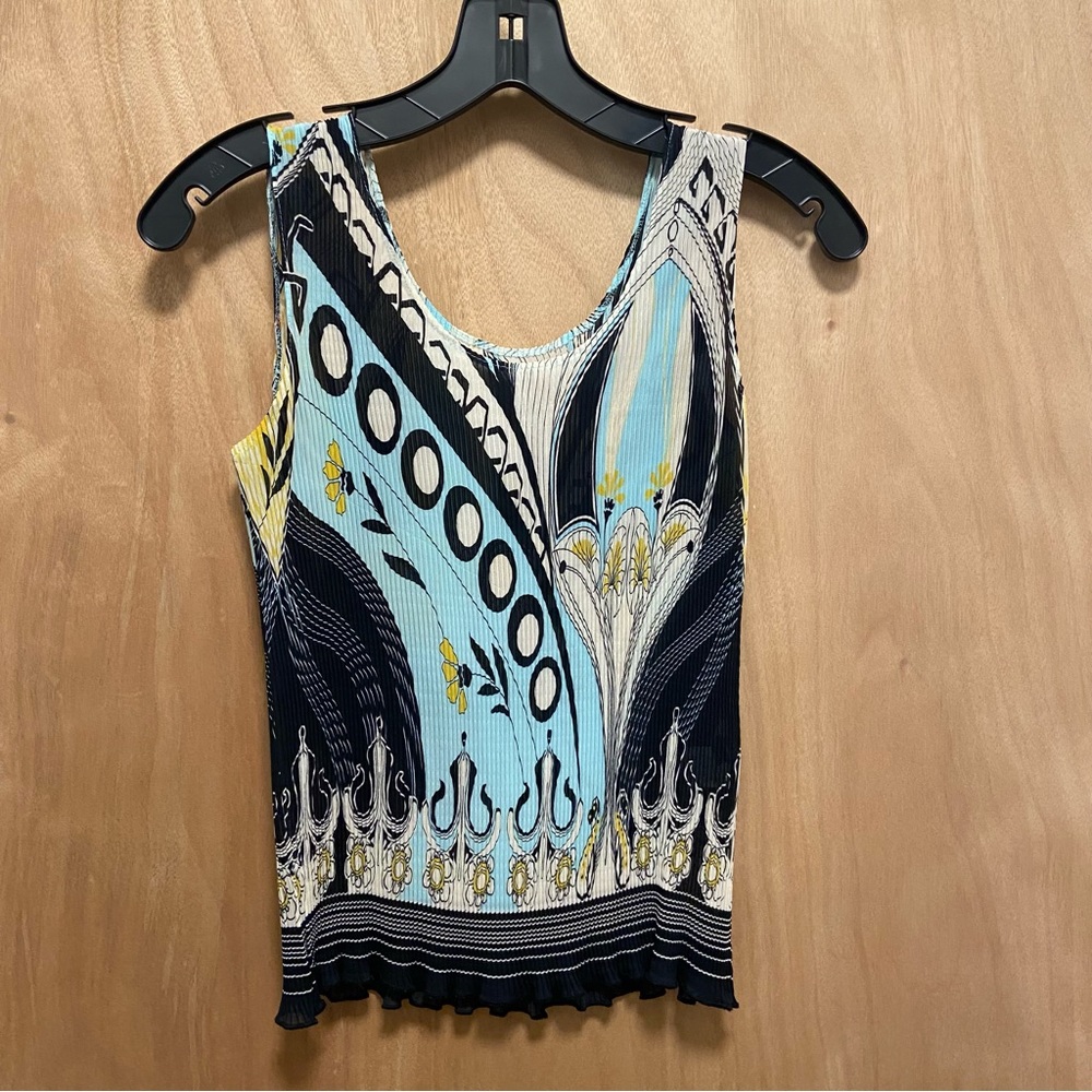 Vintage pleated sheer sleeveless top.